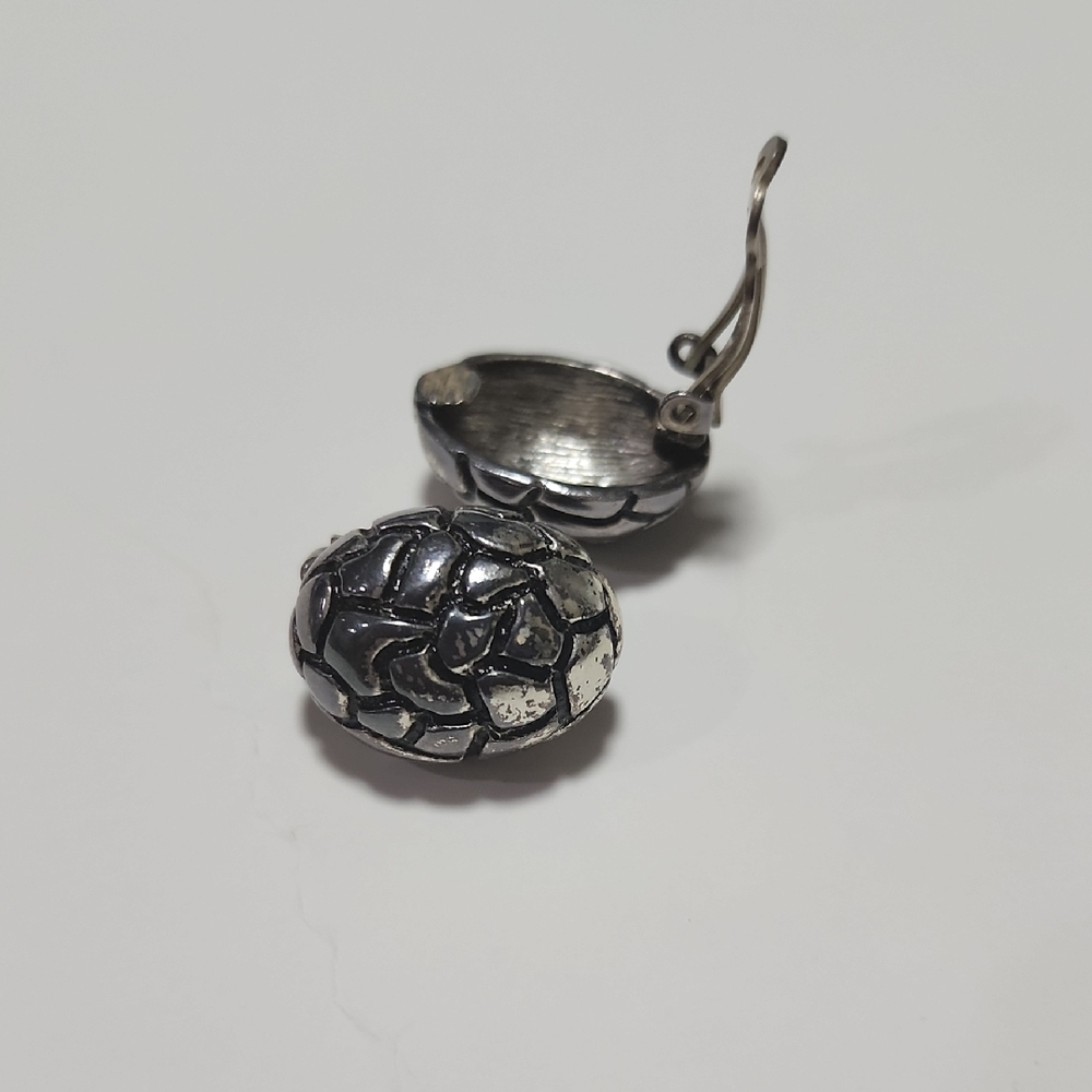 Vintage clip ons elegant oval dome Earrings sterling silver